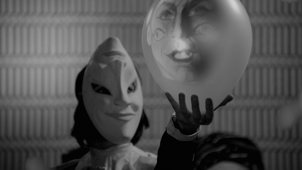 A still image from Marcel Dzama's 2013 film titled Une danse des bouffons, translated from French as A Jester’s Dance.